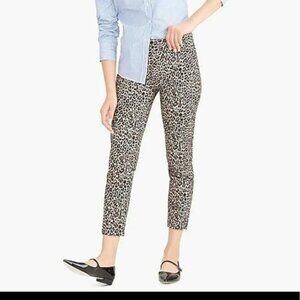 J. Crew Favorite Fit Snow Leopard Print Trendy Casual Stretchy Ankle Pants 4